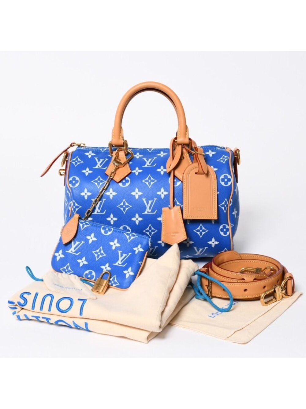 Louis Vuitton Speedy P9 Bandouliere 25 Boston Bag Blue White
